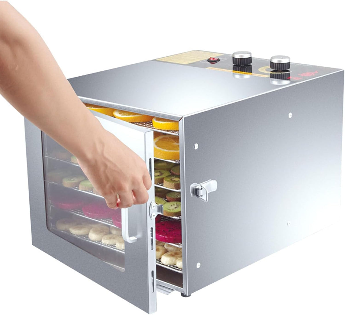 QUSYZD déshydrateur alimentaire, 270 x 330 x 420 mm, 600 W, 220 V / 50 Hz, 30 dB, Acier inoxydable de qualité alimentaire, Argenté