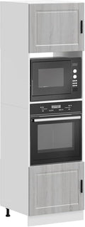 armoire Fecpoo, 60 x 57 x 207 cm, bois, gris sonoma, Lot de 2 s encastrées pour cuisinière, design peu encombrant avec pieds réglables