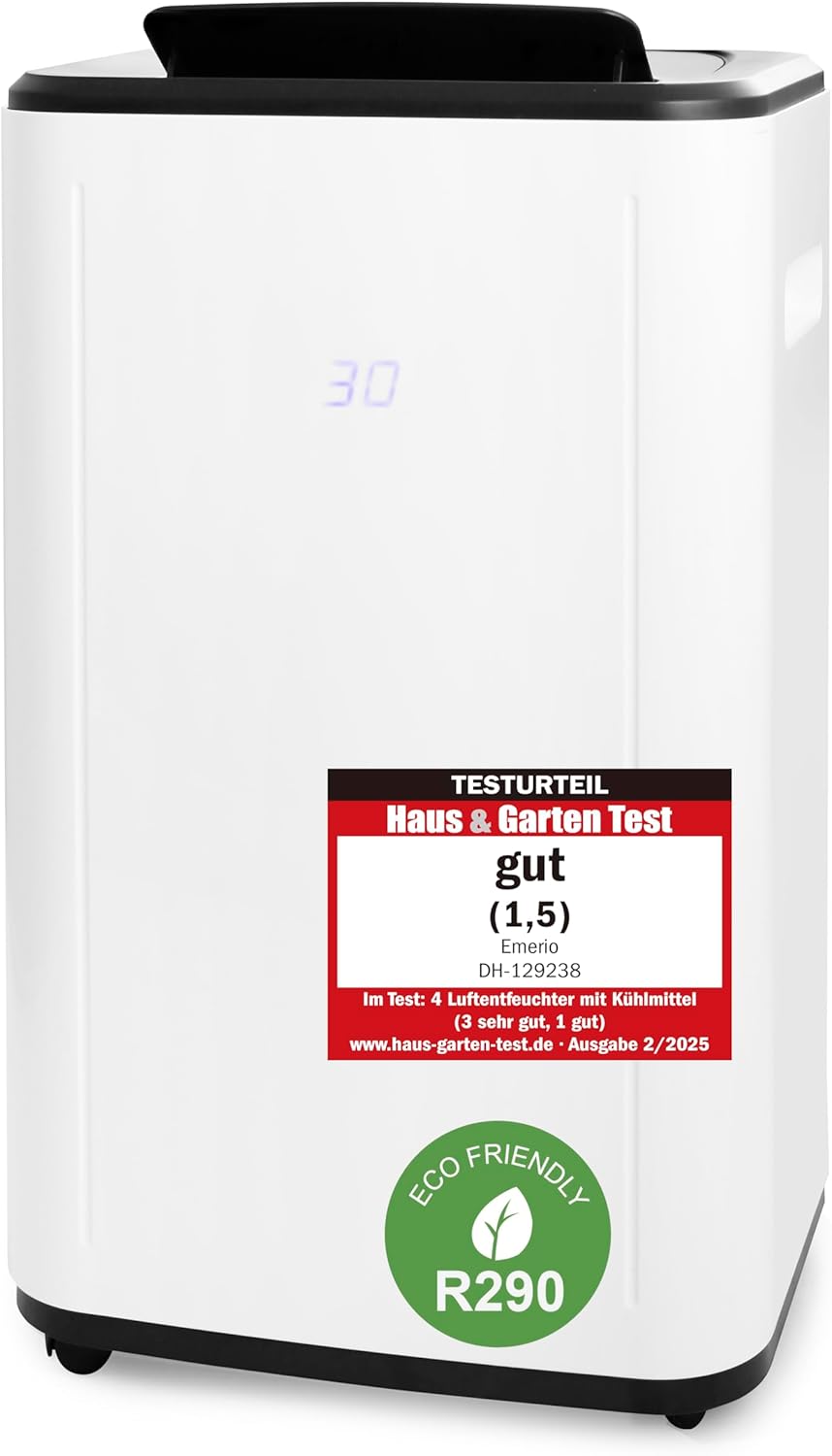 emerio déshumidificateur, 30 l, 60 m, Noir, DH-129238 avec R290, arrêt automatique lorsqu'il est plein, taille de la pièce jusqu'à ²