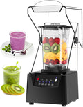 pealiritansemen blender, 1.8 L, 2200 W, 000 TR/Min, Noir, Professionnel pour Smoothies, Capot Broyeur À Glace Électrique Silencieux