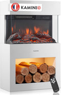 KAMINIO cheminée électrique, Blanc, ® Henri avec Chauffage he [poêle décoratif], Cheminée décorative sur pied avec effet de flamme