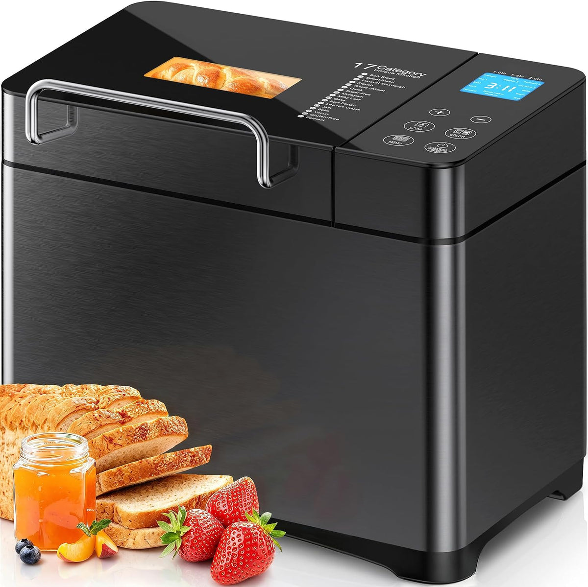 KEEPEEZ Machines à pain, 710 W, 1 kg, Argenté, Machine à pain à convection avec double tubes chauffants, forme en céramique