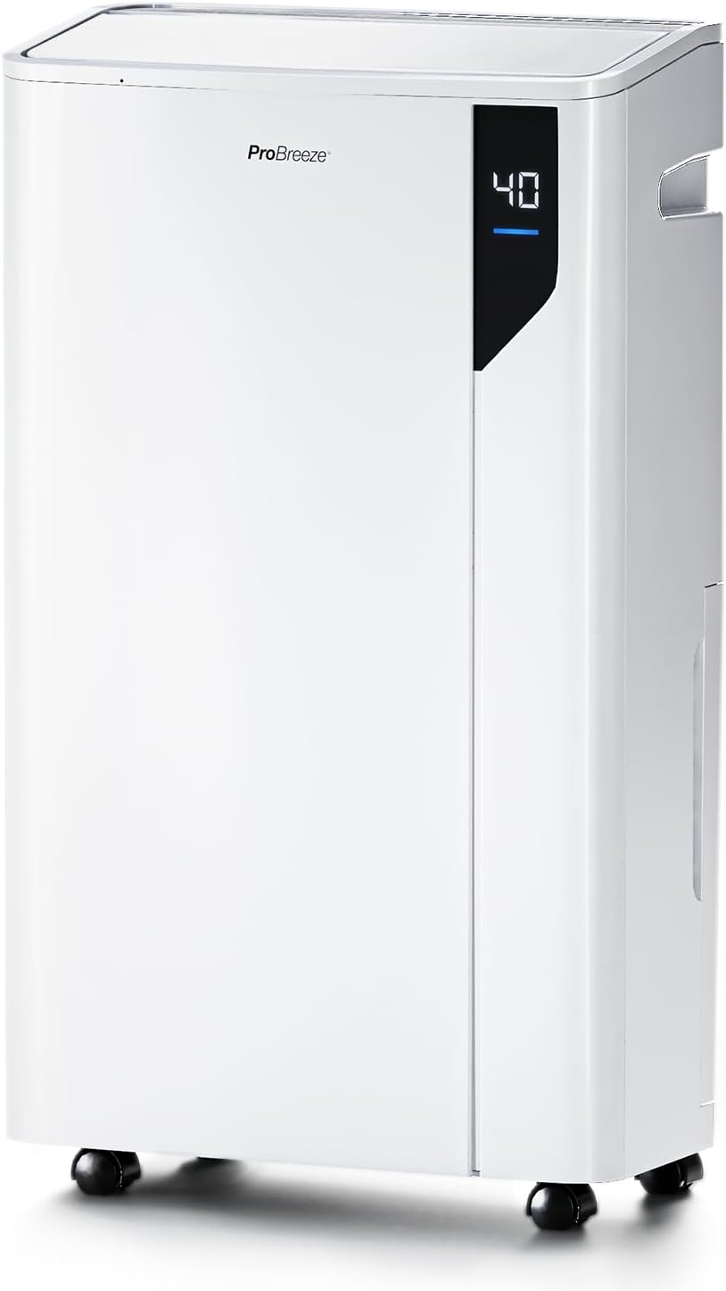 Pro Breeze déshumidificateur, 20 L, Blanc, Capteur et indicateur d'humidité, Filtre - Absorbeur d'humidité et moisissures