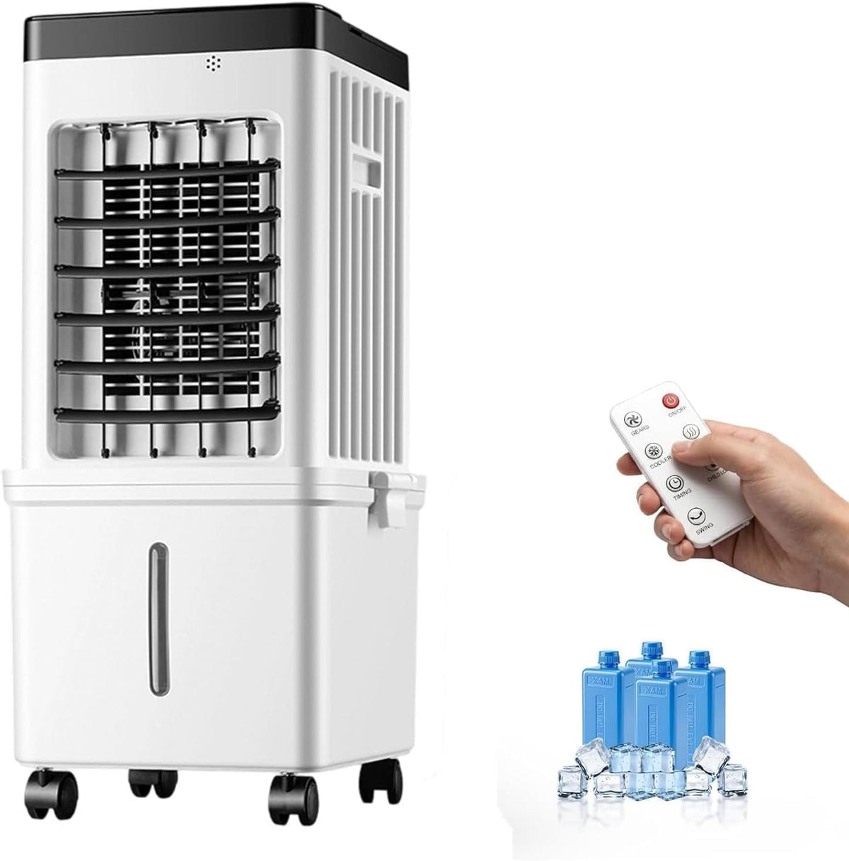 Climatiseurs portables, 13,2 L, Blanc, 4-In-1 Verdunstungsluftkühler Fensterlos, Tragbarer Klimaanlagen-Kühler Mit Wassertank