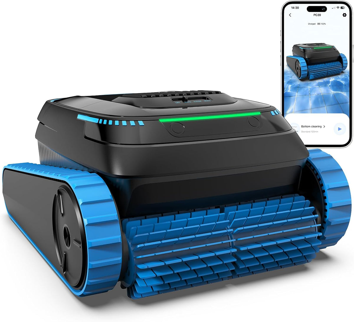 BOTLUXE Systèmes de nettoyage automatique, Noir, Nettoyeur de piscine robotique sans fil, 5 000 GPH avec filtre de 150 μm