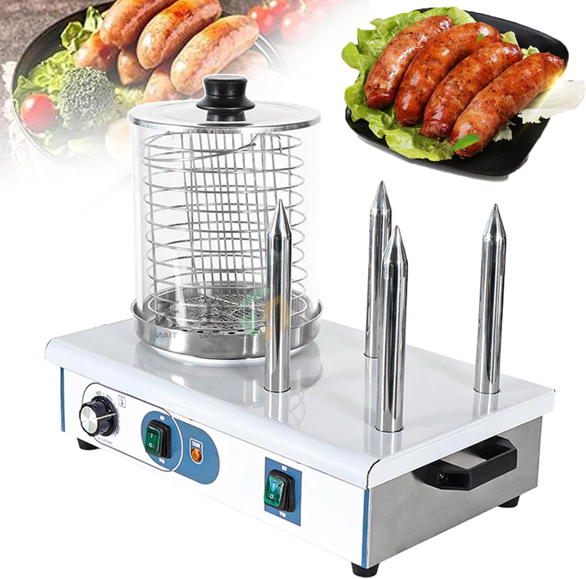 forplubossmmp Appareils à hot dog, 550 W/1200 W, 550 W, 1200 W, Noir, Machine À Hot-Dog Pro, Cuiseur Vapeur Électrique