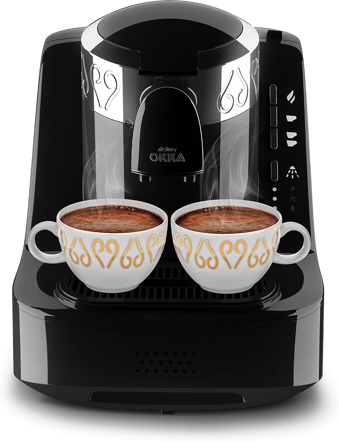 Arzum Okka machine à café, Noir/Argenté, Design Compact, Capteur de Protection Contre Les Débordements, Facile à Nettoyer