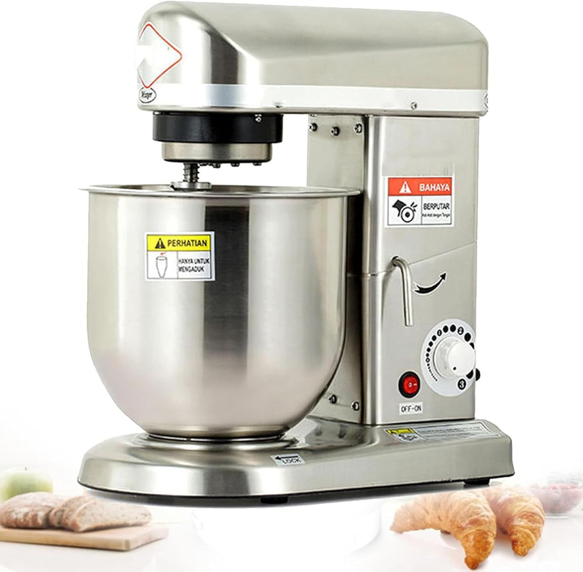 YXZYFPP robot pâtissier, 5 L, 7 L, Argenté, Professionnel électrique sur Socle, 3 Vitesses, tête inclinable