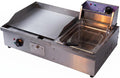 Combiné plancha, 8 mm, Argenté, et Friteuse Électrique 2 en 1 Professionnel, Plaque Pleine Inox Double Thermostat Indépendant