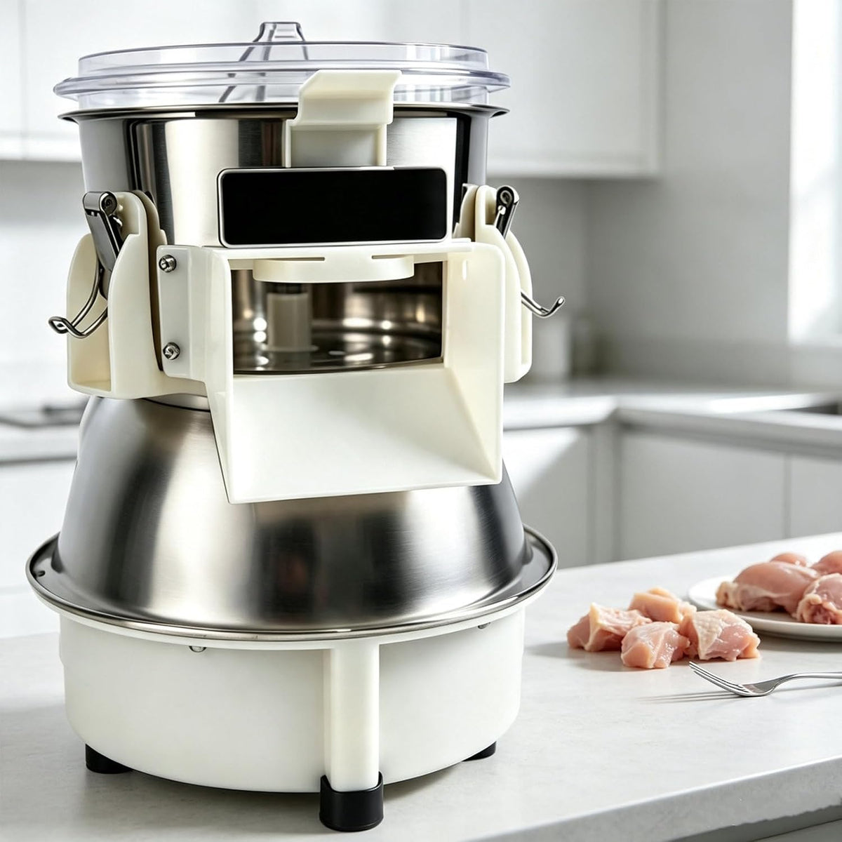Pvxa Hachoirs à viande, 180 W, 110 V/220 V, acier inoxydable + PP de haute qualité, Argenté, Hachoir à Poulet