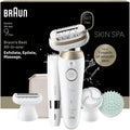 Braun Épilateurs et accessoires, Marron/Doré, Silk·épil 9 Flex SkinSpa Épilateur pour femme, humide et sec