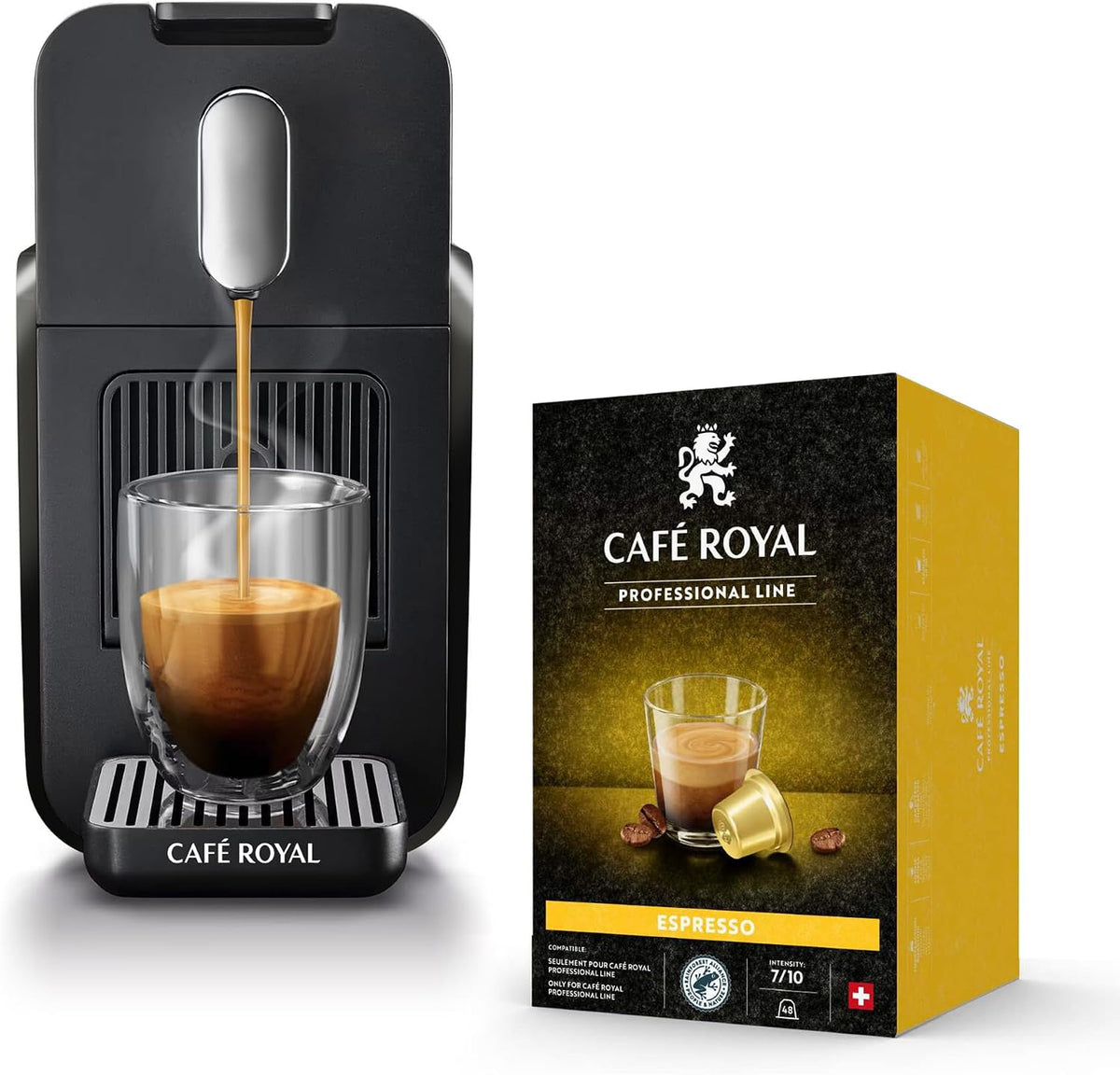Café Royal machine à café, Noir/Argenté, Compatible avec Capsules Machine Pro Uniquement, Bureau & Entreprise