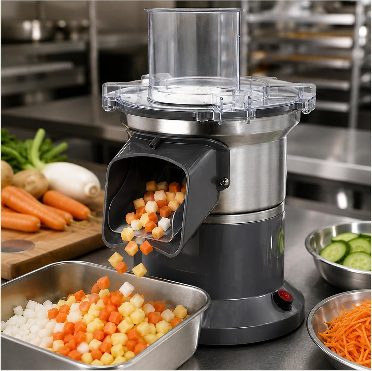 SHEUAO trancheuse électrique, 16 mm, 4 mm, 220 kg, Transparent, Combiné Coupe-légumes et Coupe-Cubes électrique