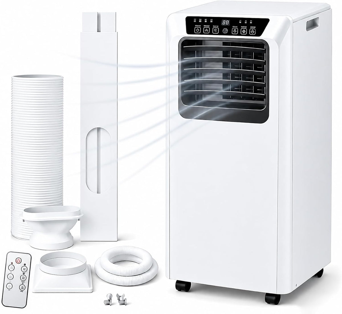 climatiseur portable Dfdieratve, ≤ 52 dB (vitesse basse), 9000 BTU, Blanc, Climatiseur Mobile, Design Vertical