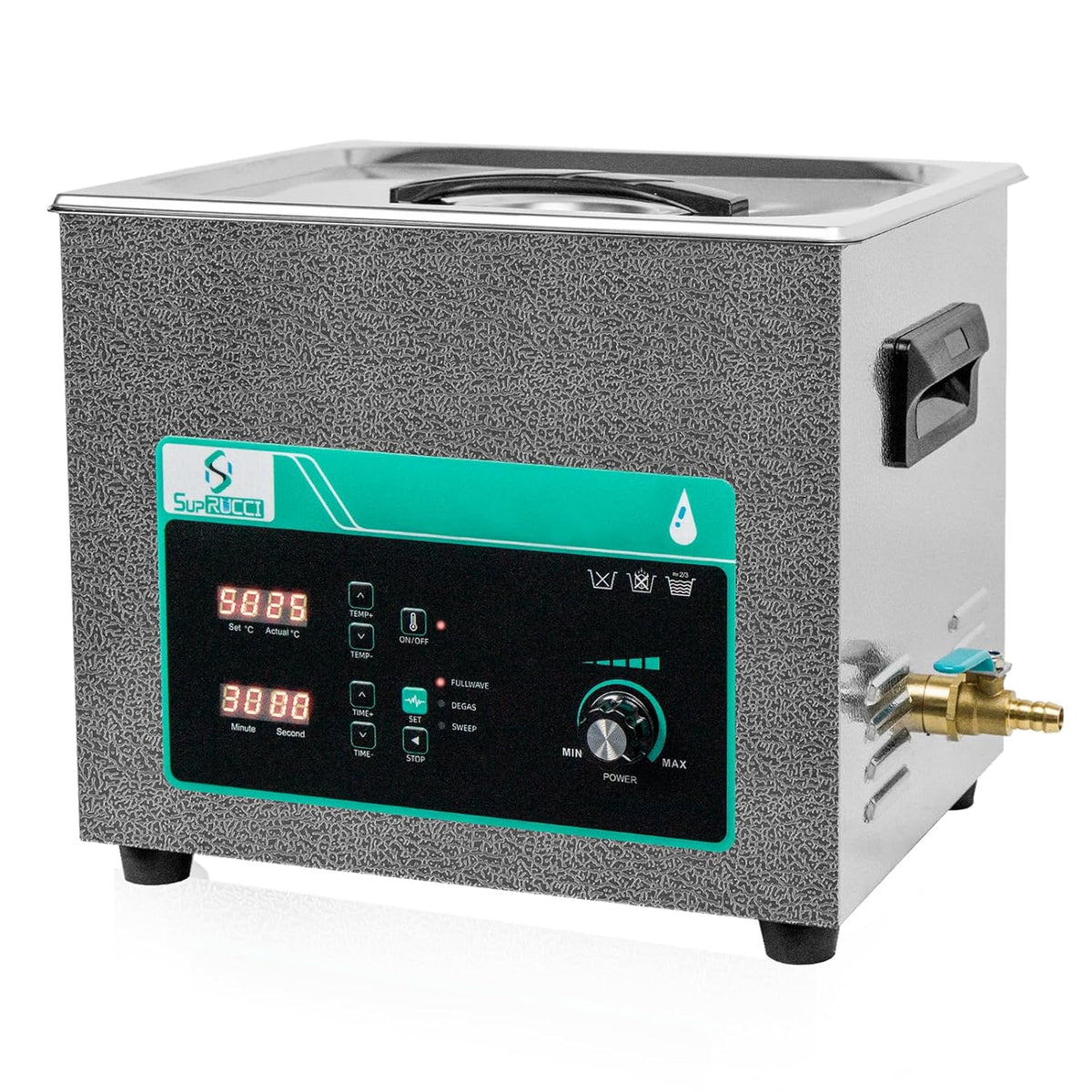 SupRUCCI Fournitures pour le nettoyage du laboratoire, 10 l, 240 W, Noir, Nettoyeur à ultrasons, fonction de balayage