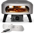cozze four à pizza, 33 cm, Noir/Argenté, Mini à gaz, compact pour pizzas à gaz, extérieur (50 mbar) - avec régulateur pour petites pizzas