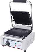 Astro Grills électriques, 230 x 230 mm, Noir, Grill Panini Électrique Rainuré Simple - Plaque En Fonte (Plaque Rainurée)