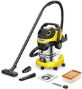 KÄRCHER Aspirateurs traîneaux, 25 L, 1200 W, Argenté, WD 5 Control S Aspirateur en acier inoxydable, Télécommande Bluetooth