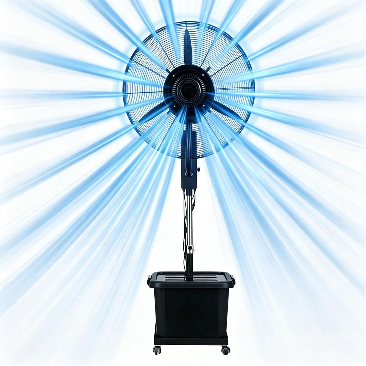 Lsoiup rafraîchisseur d'air, 260 W, 220 V ~ 50/60Hz, 55 dB (min) – 70 dB (max), 42 L, 200 cm, Blanc, Ventilateur avec Eau Brumisateur