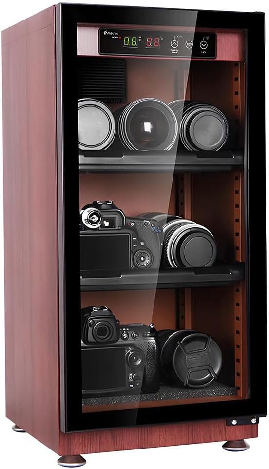 armoire SZTVECFW, 30 L, 50 L, 50l, porte en verre trempé, marron, Sèche Électronique À Commande Numérique avec Rétroéclairage